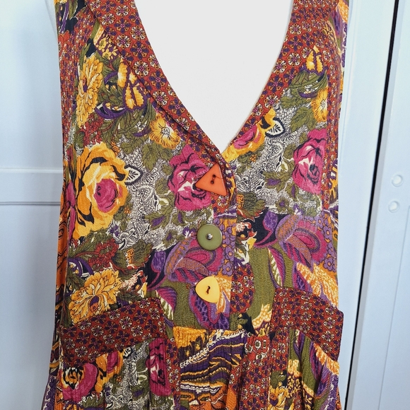 Vintage 80s Dawn Joy Cottagecore Midi Dress Womens XL 2XL Boho Floral Paisley - Picture 3 of 9